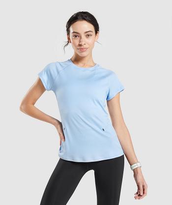 T Shirts Damskie Gymshark Speed Niebieskie | PL 3027HAP